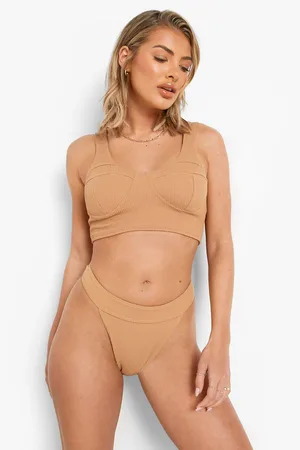 Boohoo Crinkle Tanga Thong Bikini Brief