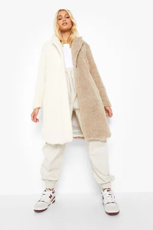 Boohoo Teddy Faux Fur Spliced Coat