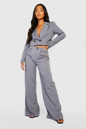 Boohoo Petite Woven Pinstripe Cropped Blazer