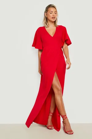 Boohoo Angel Sleeve Wrap Maxi Dress
