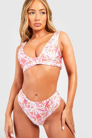 Boohoo His & Hers Spliced Floral Plunge Highwaist Bikini Set
