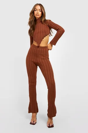 Boohoo High Neck Wide Rib Knitted Set