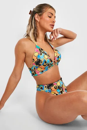 Boohoo Chain Print O-ring High Waisted Bikini Set
