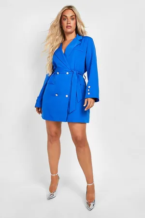 Boohoo Plus Double Breasted Belted Blazer Dress