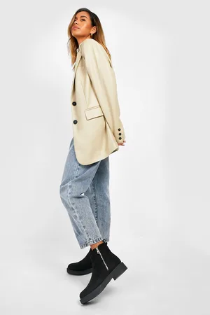 Boohoo Wide Fit Quilted Zip Detail Flat Chelsea Boots