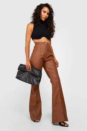 Boohoo Flared Leg Leather Look Trouser
