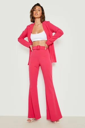 Boohoo Jersey Blazer & Belted Flared Trouser Set