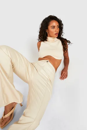 Boohoo Flared Leg Leather Look Trouser