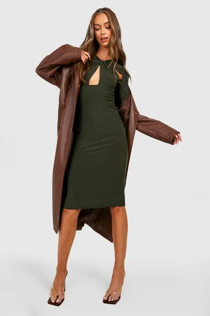 Boohoo Cut Out Detail Slinky Midi Dress
