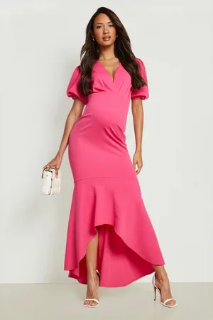 Boohoo Maternity Scuba Wrap Fishtail Maxi Dress