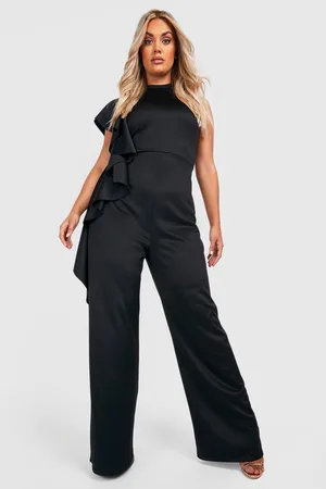 Boohoo Plus Frill Detail Wide Leg Jumpsuit