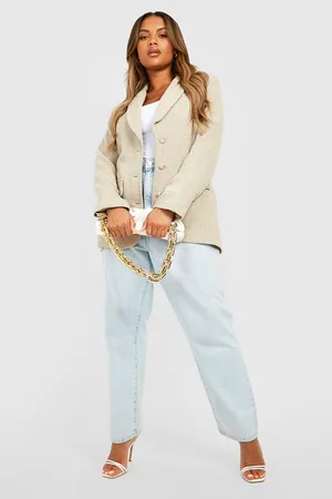 Boohoo Plus Boucle Double Breasted Blazer