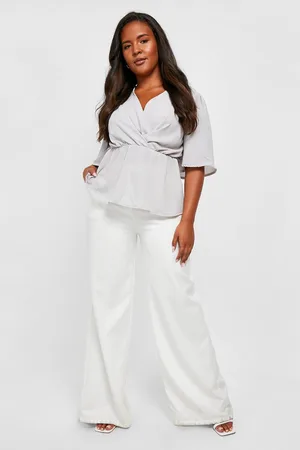 Boohoo Plus Angel Sleeve Peplum Blouse
