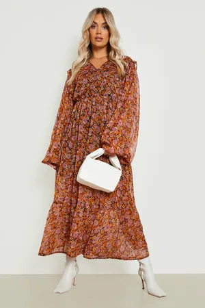 Boohoo Plus Chiffon Floral Maxi Dress