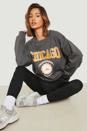 Boohoo Chicago Varsity Printed Oversized Sweater