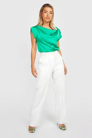Boohoo Satin Cowl Neck Sleeve Detail Blouse