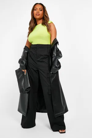 Boohoo Plus Slinky Shoulder Pad Racer Bodysuit