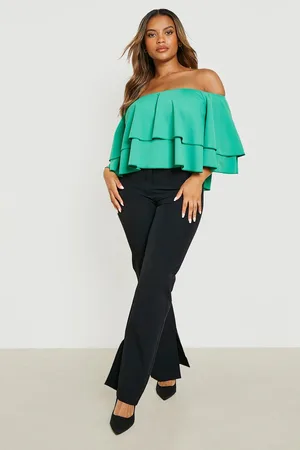 Boohoo Plus Ruffle Off The Shoulder Top