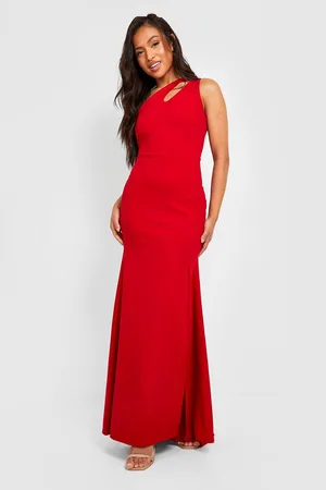 Boohoo Petite Asymmetric Cut Out Split Maxi Dress