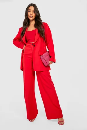 Boohoo Contrast Button Wide Leg Tailored Trousers