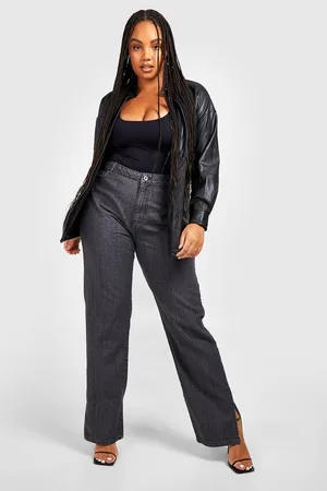 Boohoo Plus Split Hem Straight Leg Jeans
