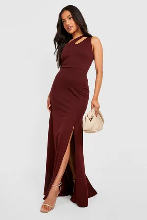 Boohoo Petite Asymmetric Cut Out Split Maxi Dress