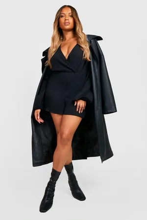 Boohoo Plus Plisse Wrap Flippy Playsuit