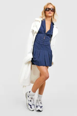 Boohoo Pinstripe Corset Crop Tailored Blazer