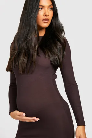 Boohoo Maternity Long Sleeve Split Midi Dress