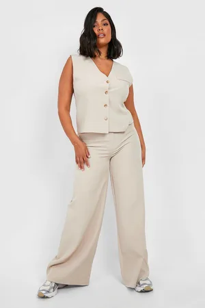 Boohoo Plus Wide Leg Tailored Trousers