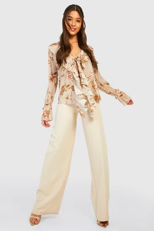 Boohoo Floral Ruffle Tie Front Blouse