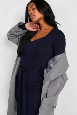 Boohoo Tall Sweetheart Longsleeve Belted Bodycon Dress