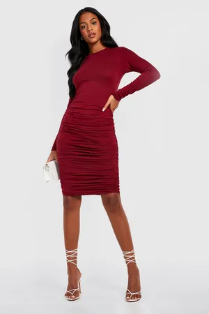 Boohoo Tall Ruched Side Longsleeve Mini Dress