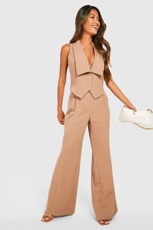 Boohoo Pocket Detail Seam Front Wide Leg Trousers