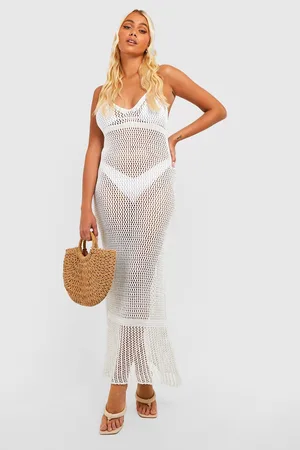 Boohoo Crochet Strappy Maxi Beach Dress