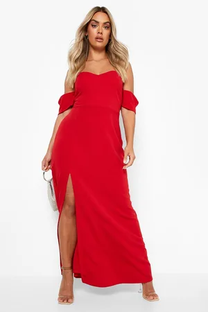 Boohoo Plus Off Shoulder Split Maxi Dress