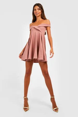 Boohoo Off The Shoulder Mini Skater Dress