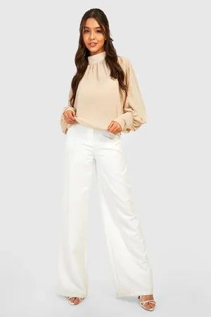 Boohoo High Neck Deep Cuff Chiffon Blouse