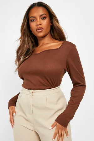 Boohoo Plus Rib Sweetheart Bodysuit