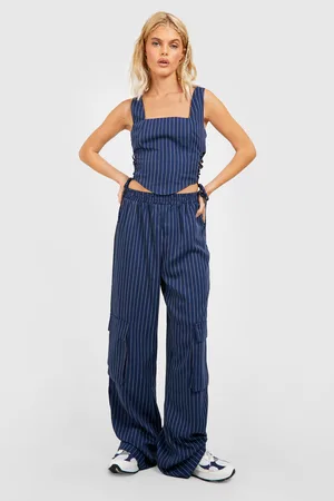 Boohoo Pinstripe Relaxed Fit Cargo Trousers