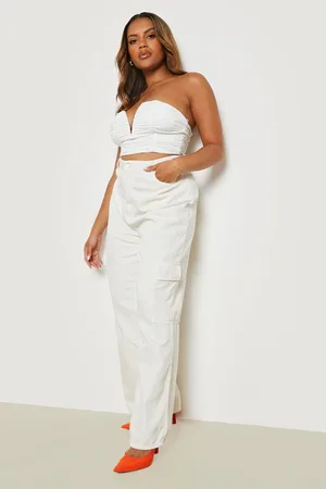 Boohoo Plus High Waist Loose Fit Cargo Jeans