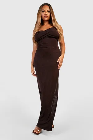 Boohoo Plus Textured Slinky Cowl Front Maxi Dress 1