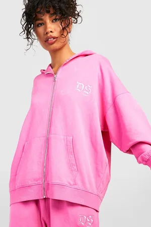 Boohoo Acid Wash Oversized Zip Through Hoodie