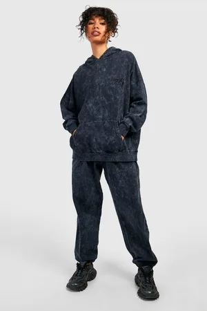 Boohoo Acid Wash Embroidered Oversized Hoodie