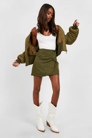 Boohoo Pinstripe Wrap Over Mini Skirt