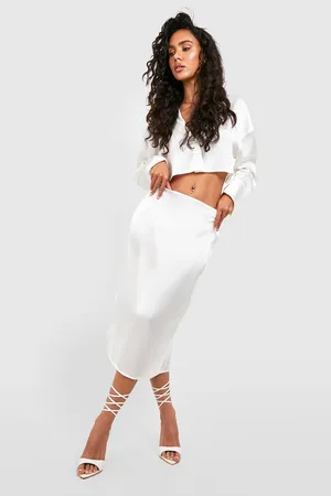 Boohoo Satin Midi Skirt
