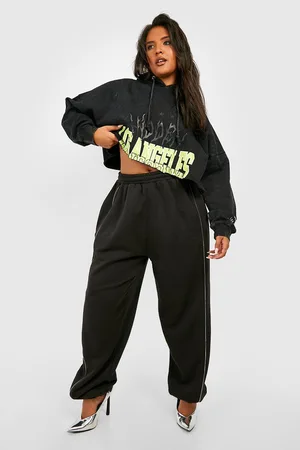 Boohoo Plus Acid Wash Los Angeles Cropped Hoodie