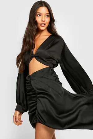 Boohoo Ruched Drape Mini Skirt