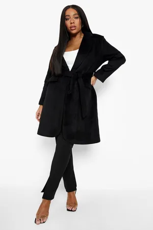 Boohoo Plus Belted Wool Look Coat