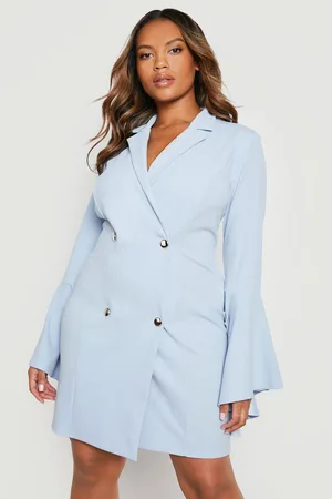 Boohoo Plus Flared Sleeve Blazer Dress